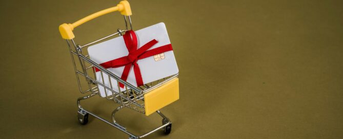 online shopping cart with gift wrapped credit card - buy now pay later?